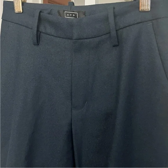 AYR Virgin Fleece Wool Pants Size 2 Navy Classic Straight Minimalist Office - Picture 3 of 6